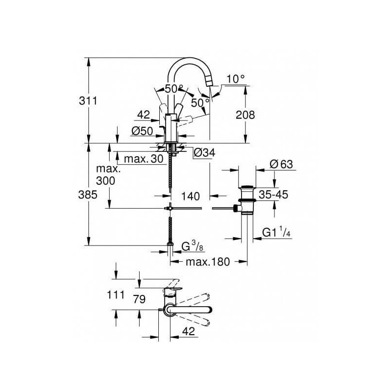 Bateria Umywalkowa Rozmiar L Start FastFixation 24203002 Grohe