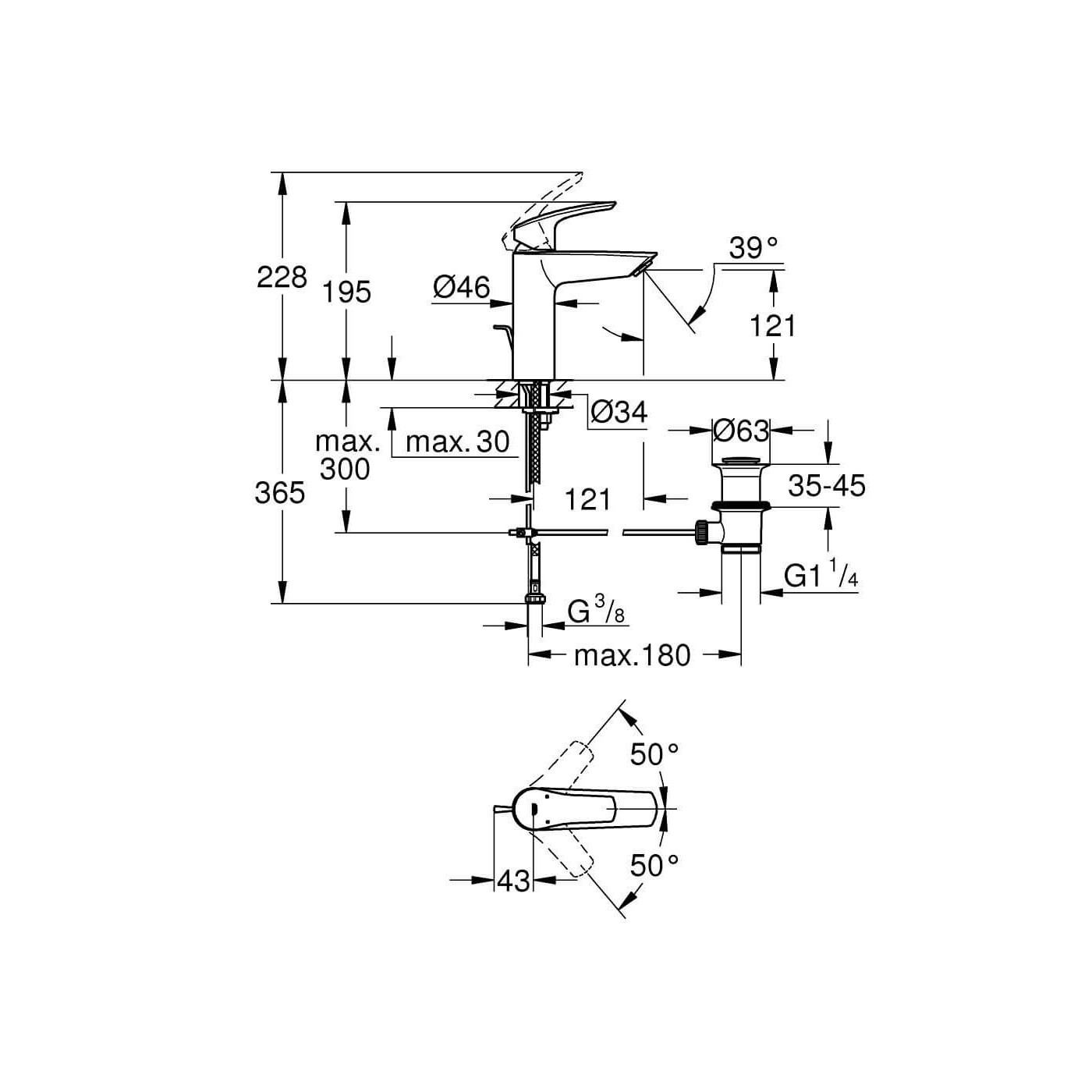 Bateria Umywalkowa Eurosmart 23322003 Grohe