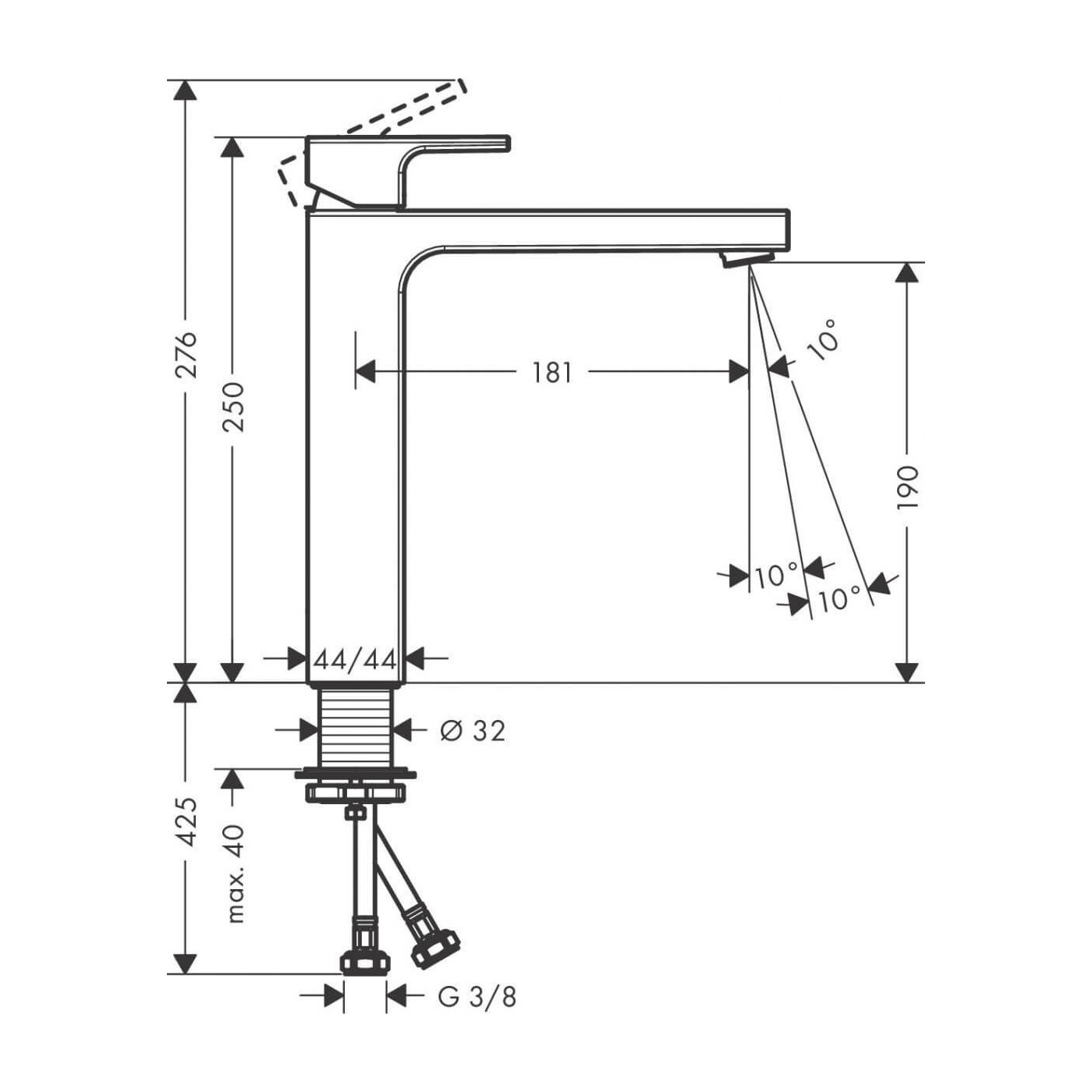 Bateria Umywalkowa Wysoka Czarna Vernis Shape 190 71591670 Hansgrohe