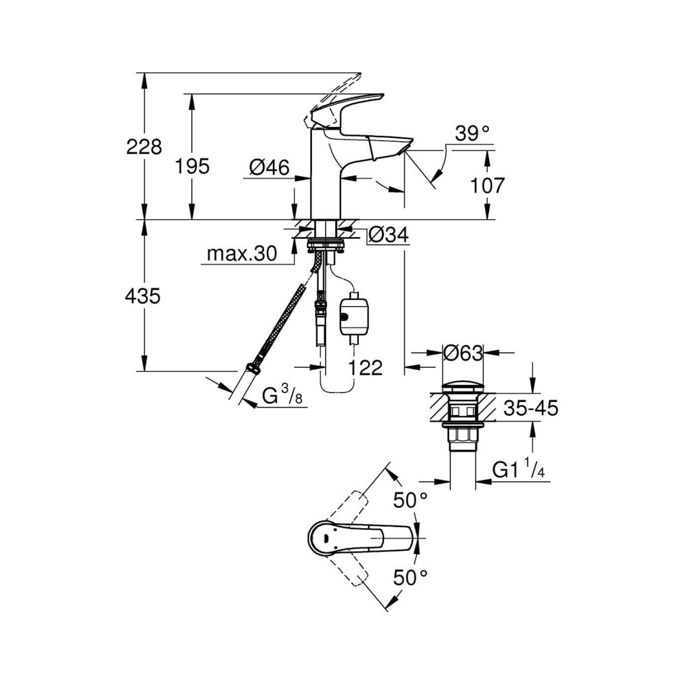 Bateria Umywalkowa Eurosmart Rozmiar M 23976003 Grohe