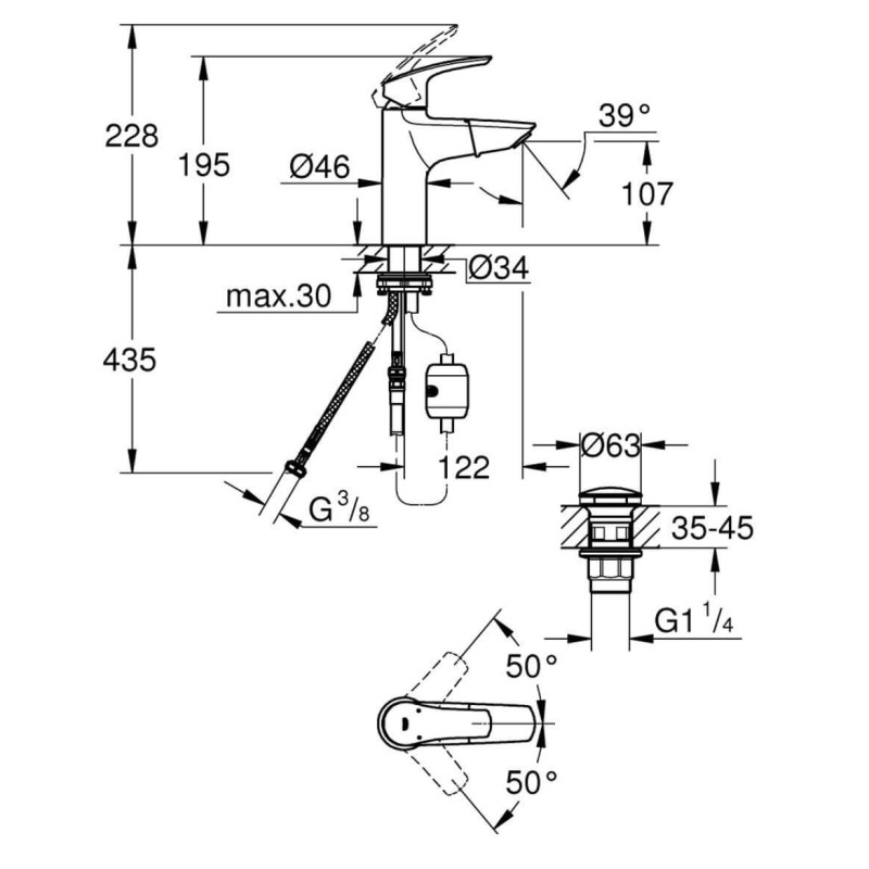 Bateria Umywalkowa Eurosmart Rozmiar M 23976003 Grohe