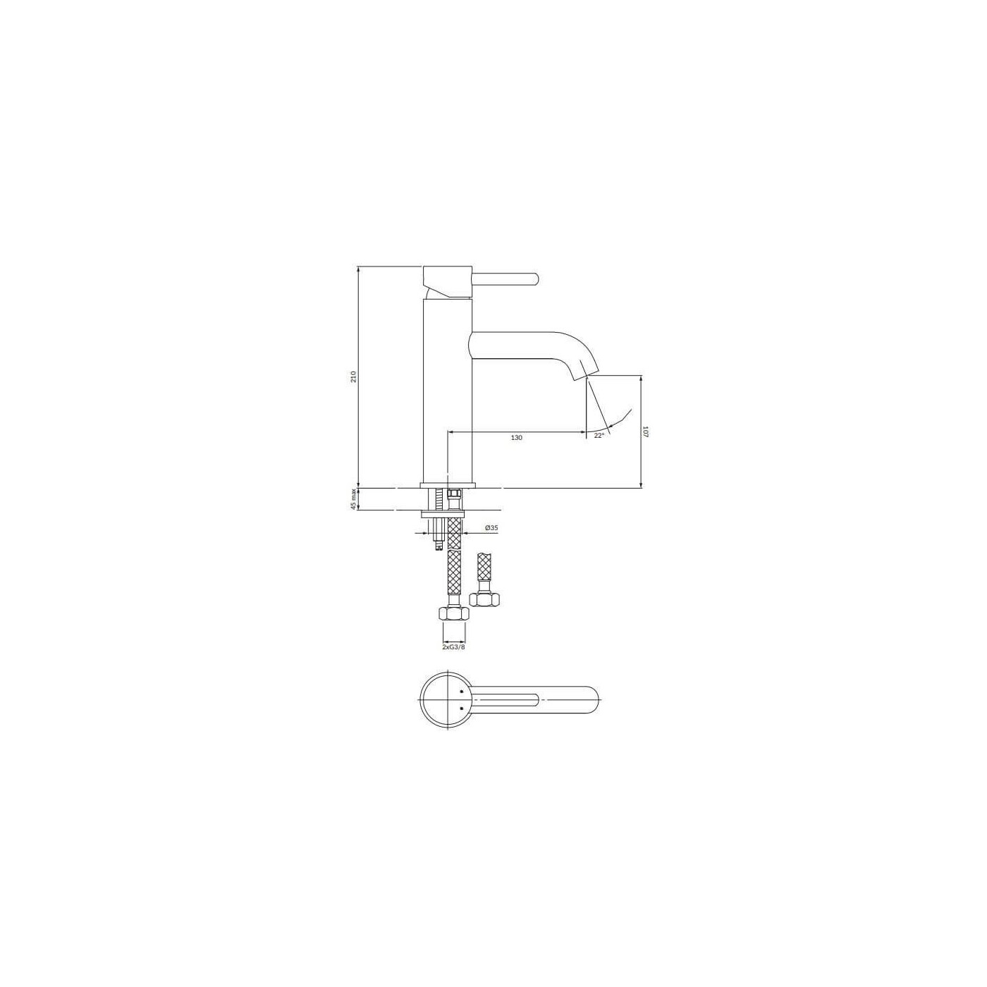 Bateria Umywalkowa 21cm Y Chrom Y1213MAXCR Omnires