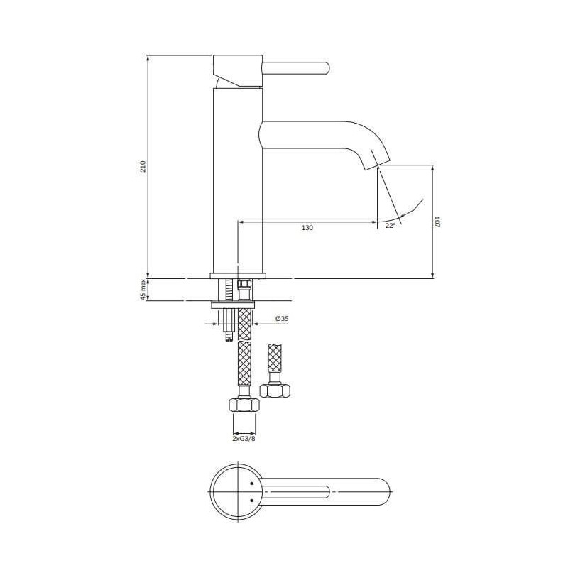 Bateria Umywalkowa 21cm Y Chrom Y1213MAXCR Omnires