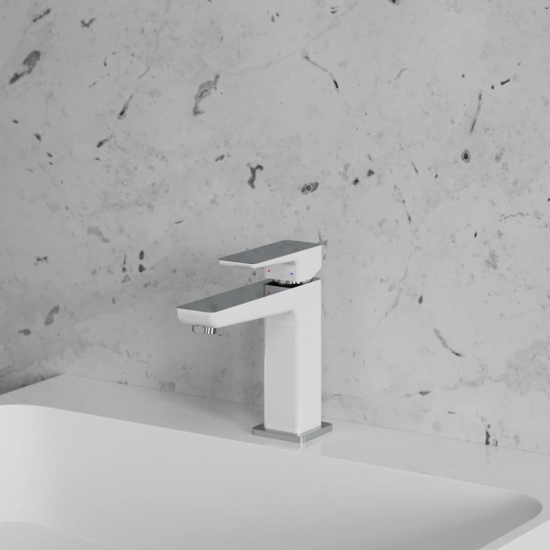 Bateria Umywalkowa Stojąca Parma Chrom/Biały PM7410CRB Omnires