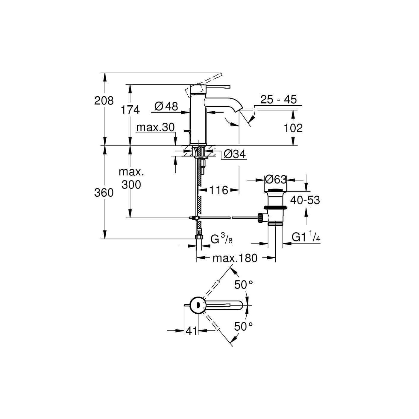 Bateria Umywalkowa Rozmiar S Essence Cool Sunrise 24171GL1 Grohe