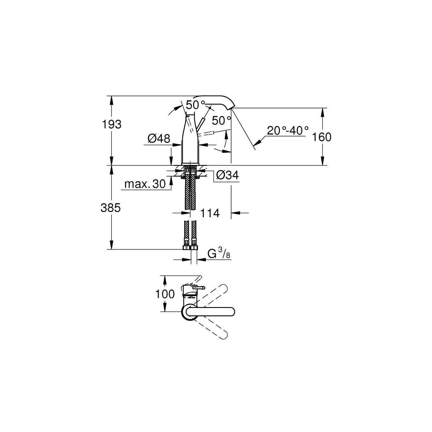 Bateria Umywalkowa Essence M Phantom Black 24176KF1 Grohe