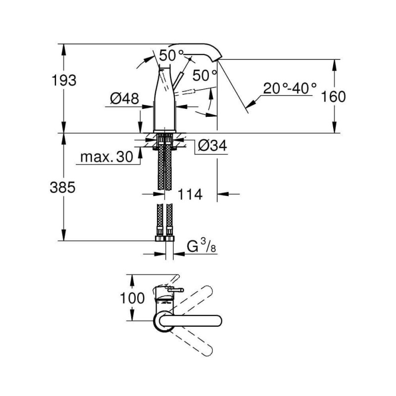 Bateria Umywalkowa Essence M Phantom Black 24176KF1 Grohe