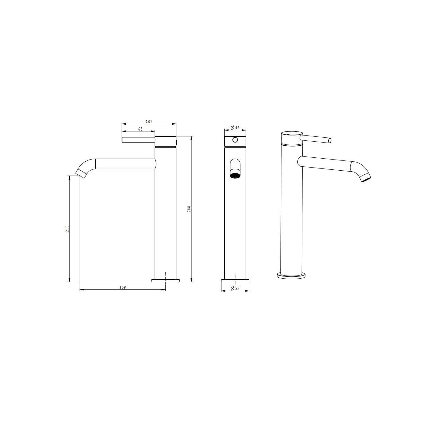 Bateria Umywalkowa Fly Wysoka Chrom 03011CHR Emporia