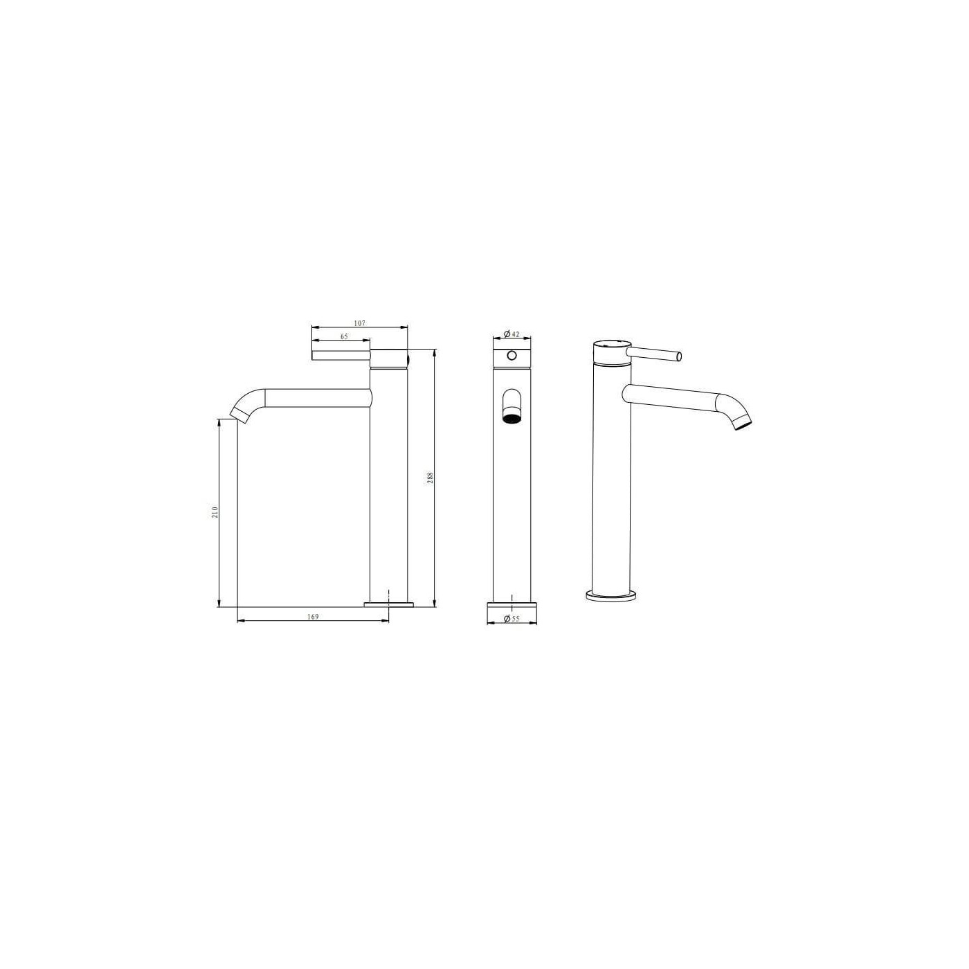 Bateria Umywalkowa Fly Wysoka Czarny Mat 03011BM Emporia
