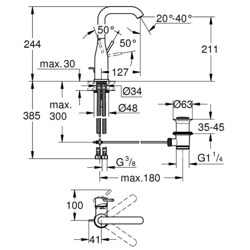 Bateria Umywalkowa Rozmiar L Essence 24174GL1 Grohe