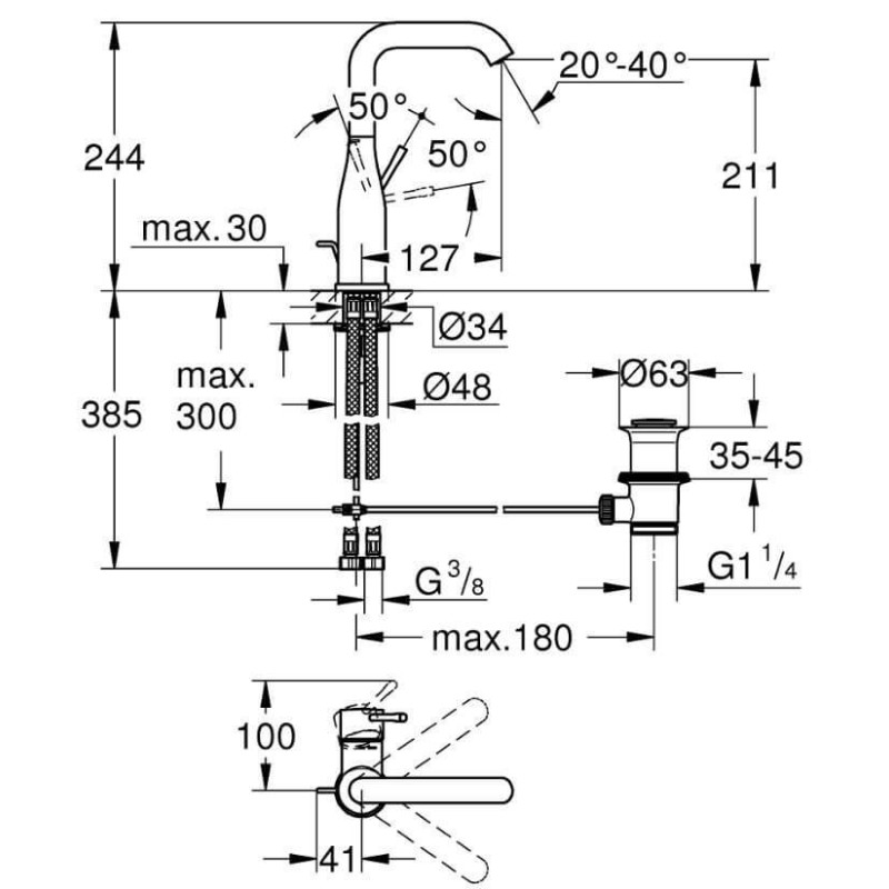 Bateria Umywalkowa Rozmiar L Essence 24174GN1 Grohe