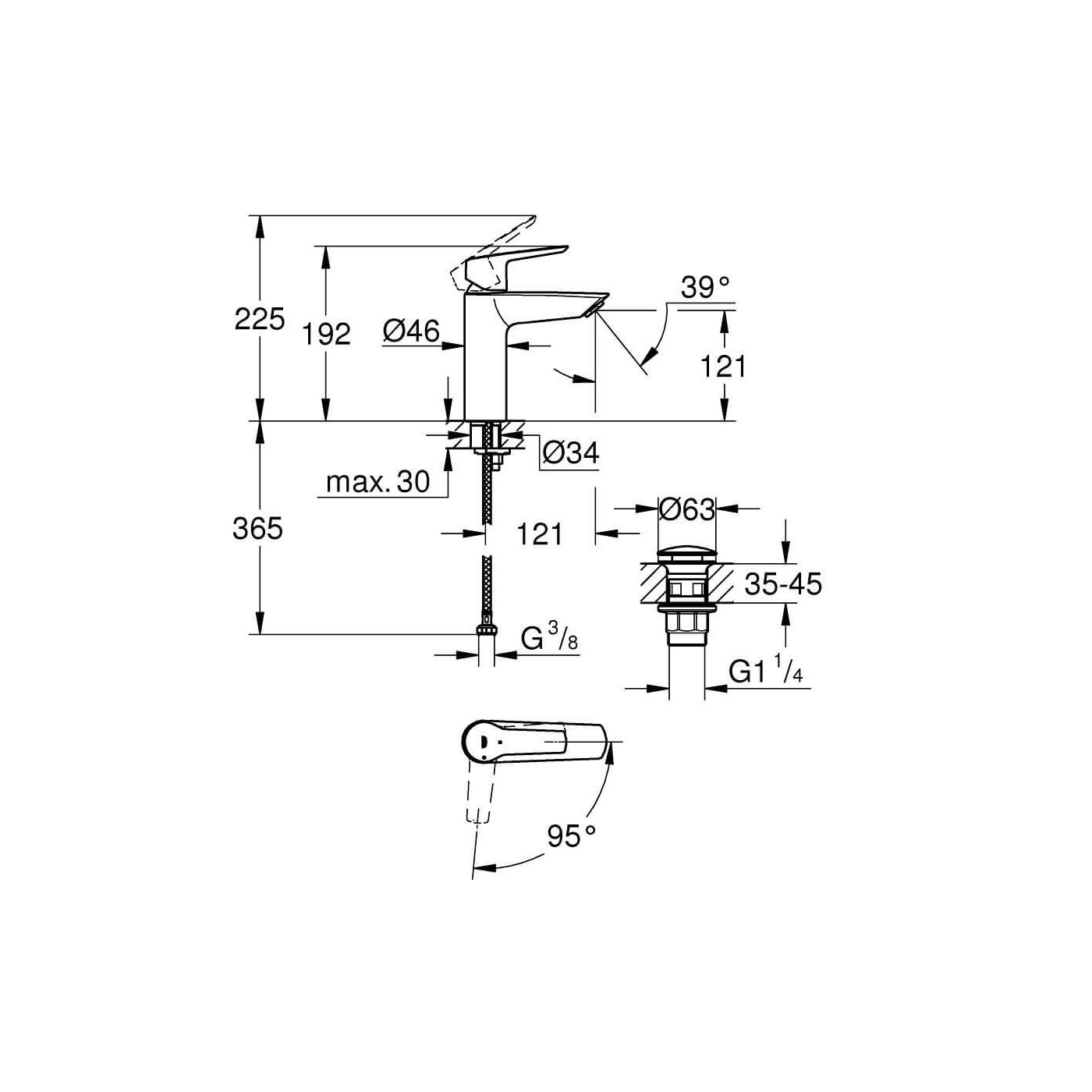 Bateria Umywalkowa Rozmiar M Start Czarny Mat 237462432 Grohe