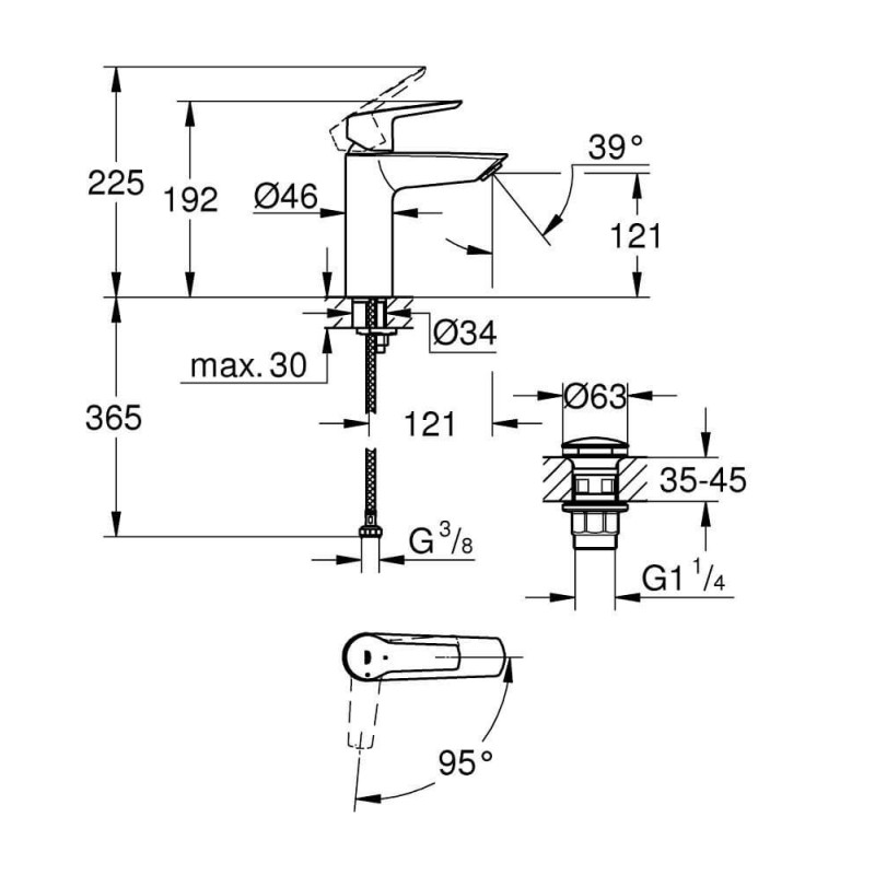 Bateria Umywalkowa Rozmiar M Start Czarny Mat 237462432 Grohe