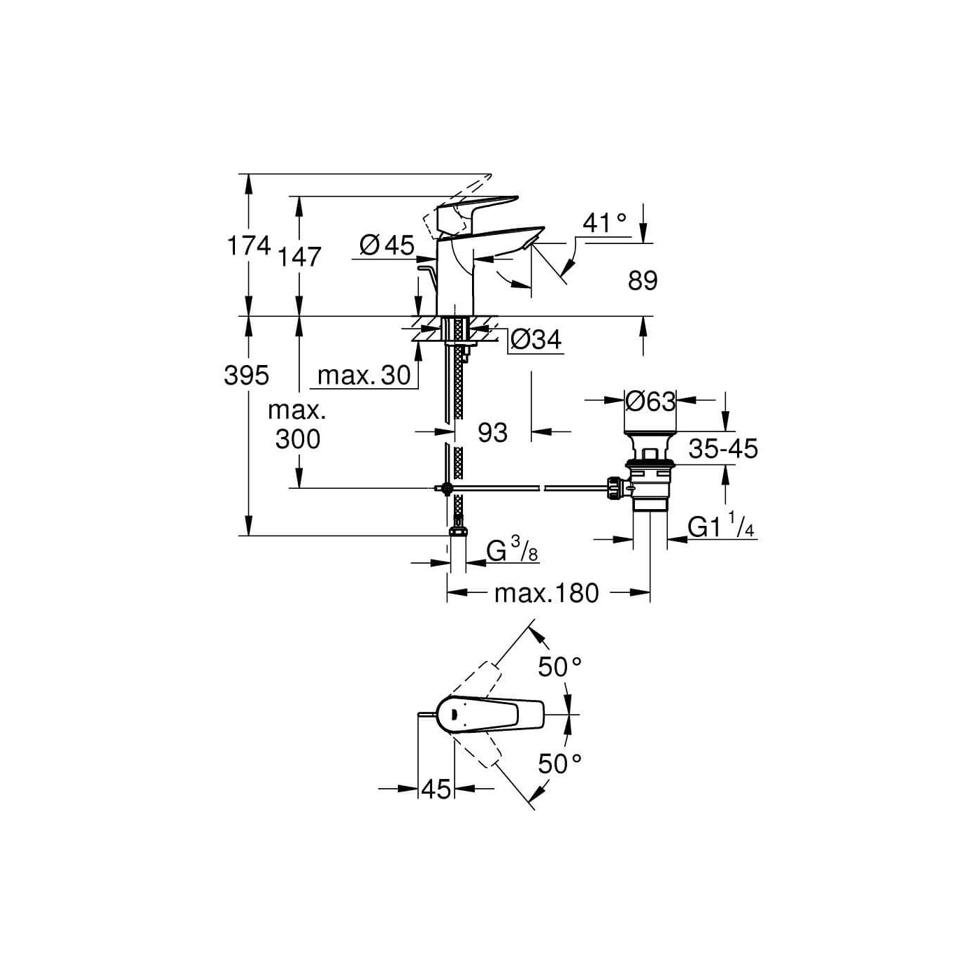 Bateria Umywalkowa Bauedege 23328001 Grohe