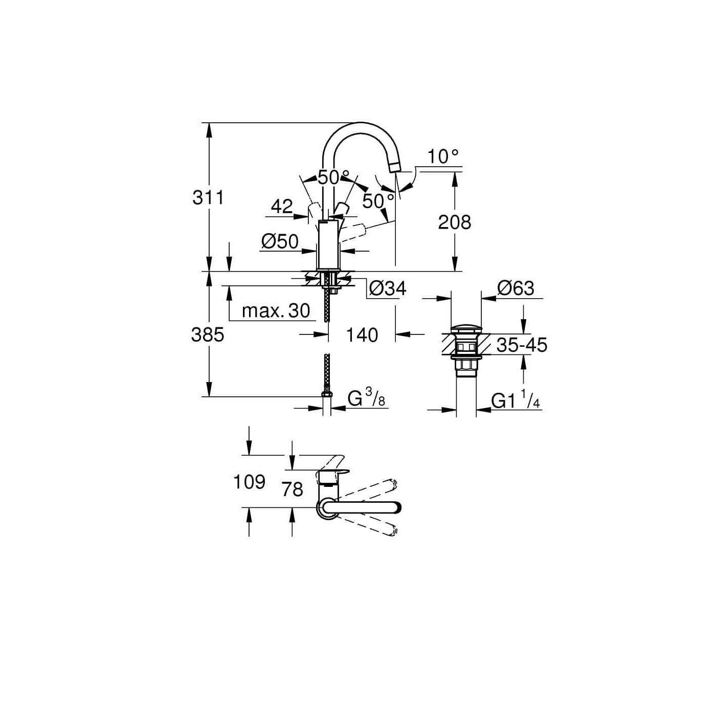 Bateria Umywalkowa Eurosmart Rozmiar L 23970003 Grohe