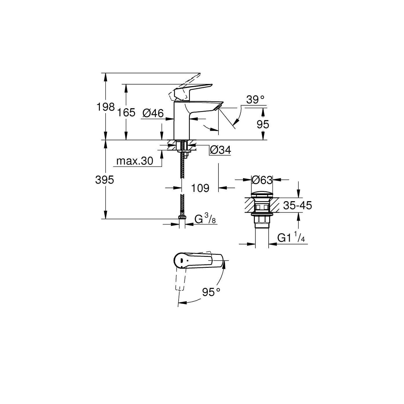 Bateria Umywalkowa Start Matte Black Rozmiar S 235512432 Grohe