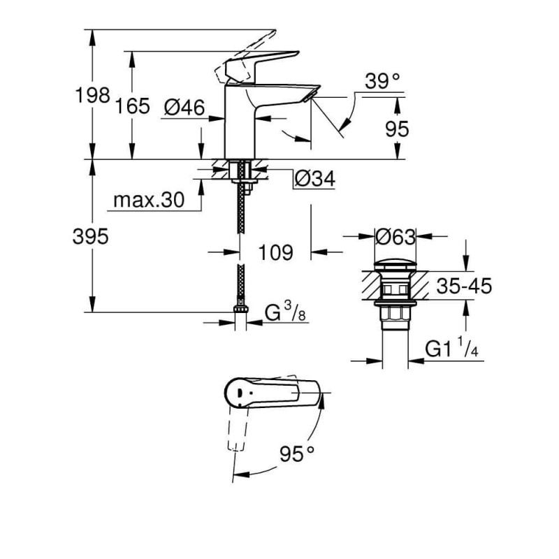 Bateria Umywalkowa Start Matte Black Rozmiar S 235512432 Grohe