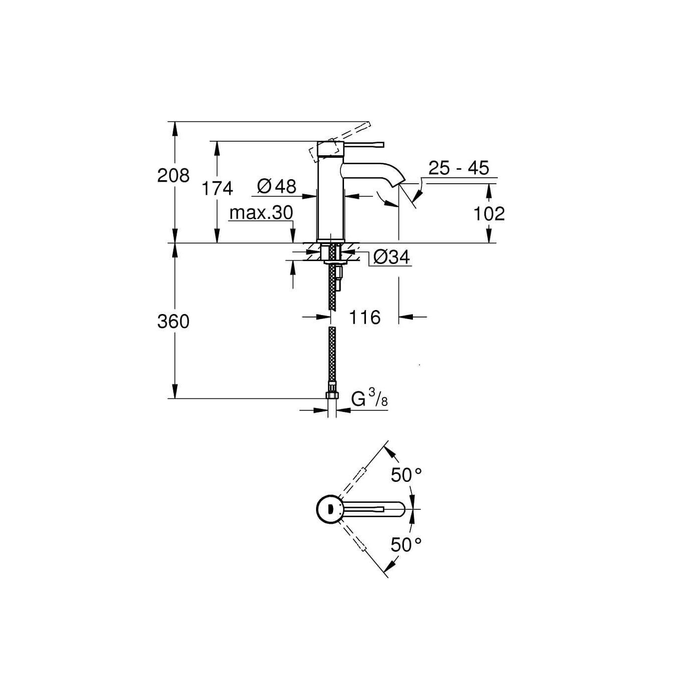 Bateria Umywalkowa Essence S Brushed Hard Graphite 24172AL1 Grohe
