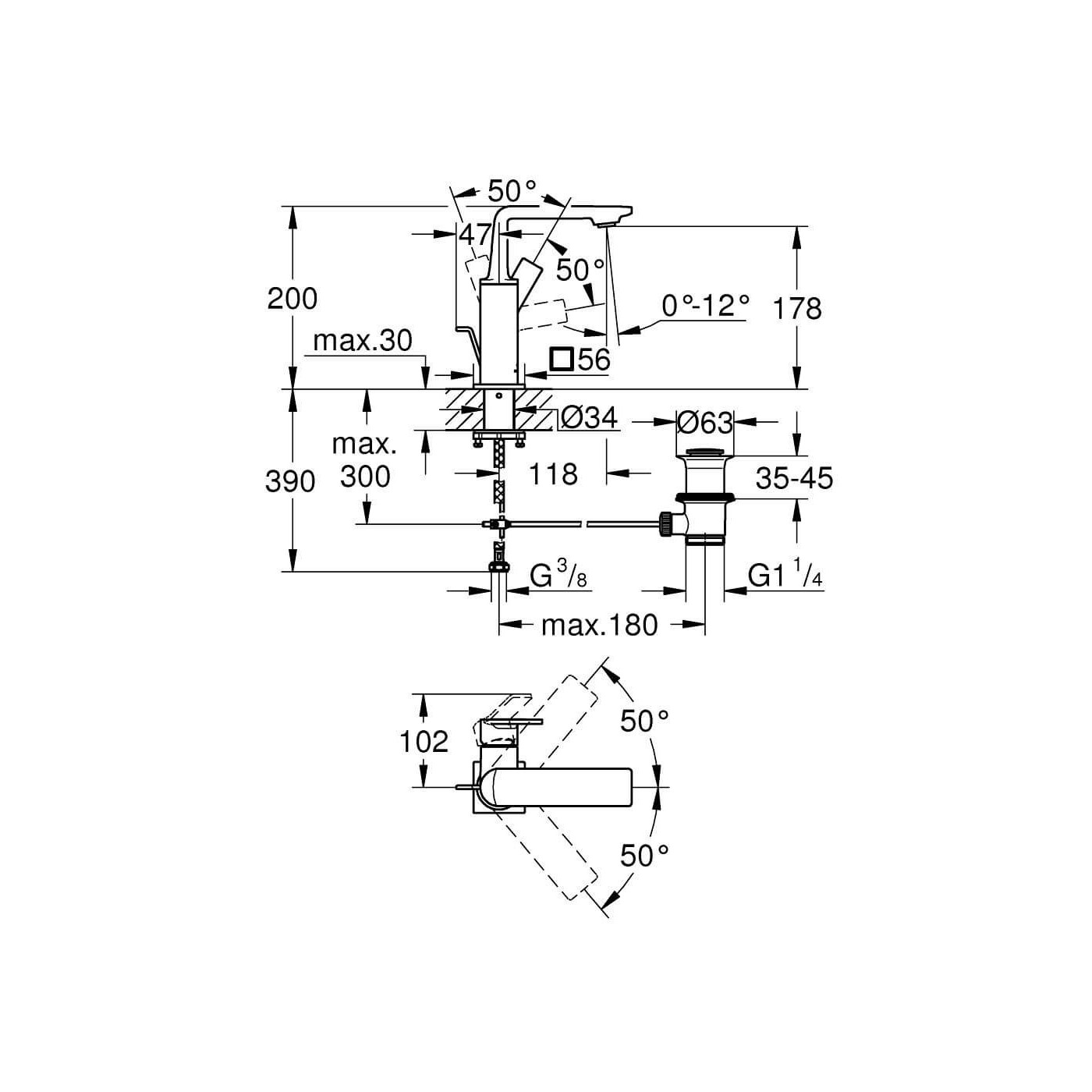 Bateria Umywalkowa Allure M Hard Graphite 32757A01 Grohe
