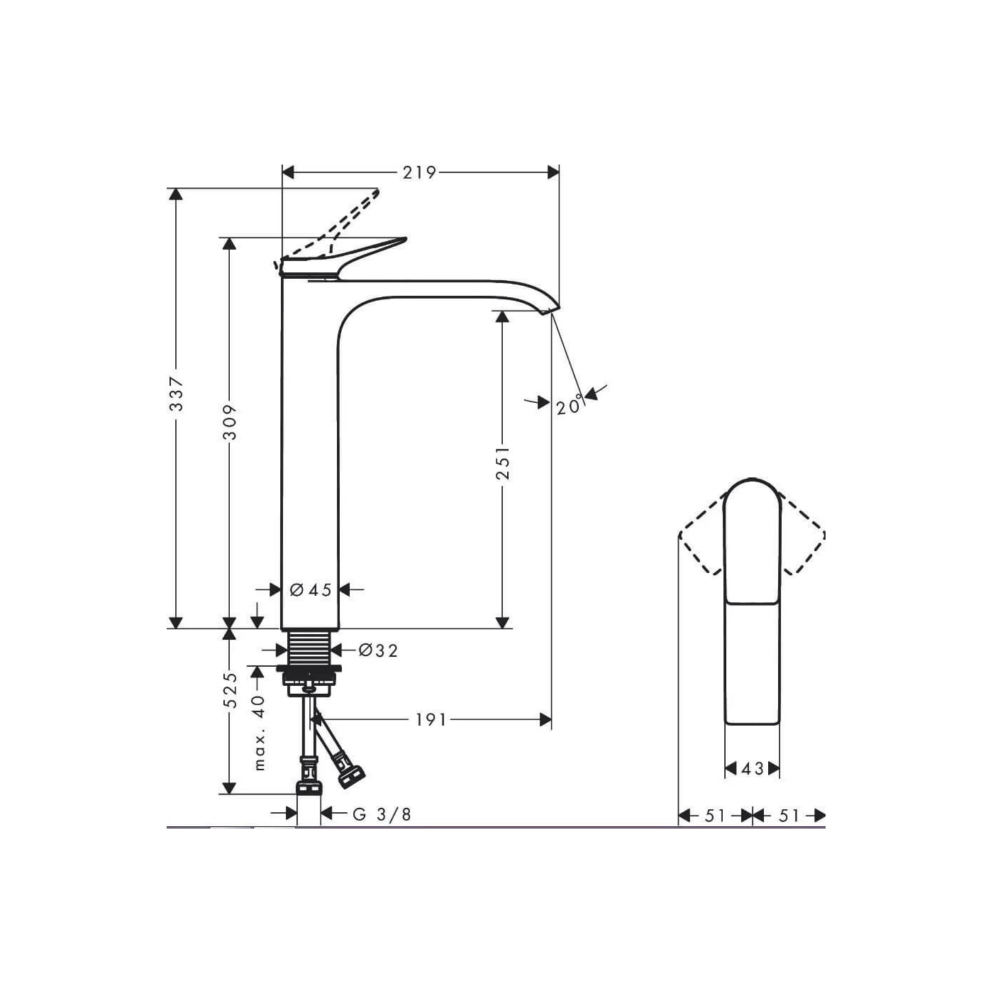 Bateria Umywalkowa Vivenis Chrom 75042000 Hansgrohe