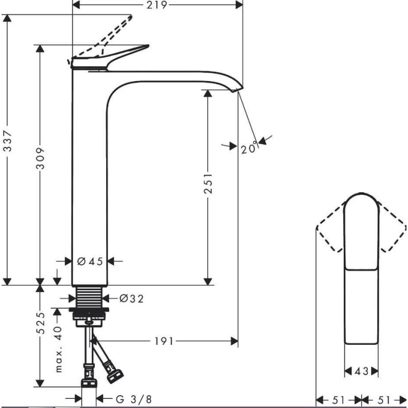 Bateria Umywalkowa Vivenis Chrom 75042000 Hansgrohe