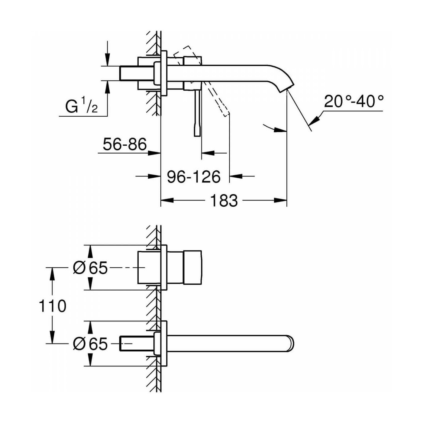 Bateria Umywalkowa Podtynkowa 2-otworowa Essence 29192001 Grohe