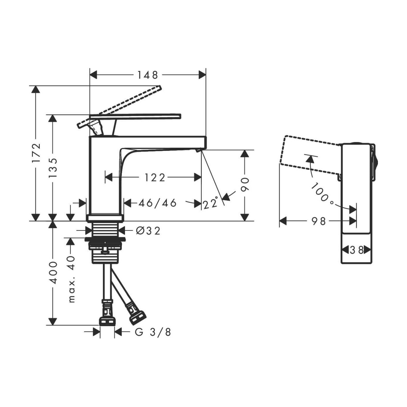 Bateria Umywalkowa Tecturis E Coolstart Brąz Szczotkowany 73001140 Hansgrohe
