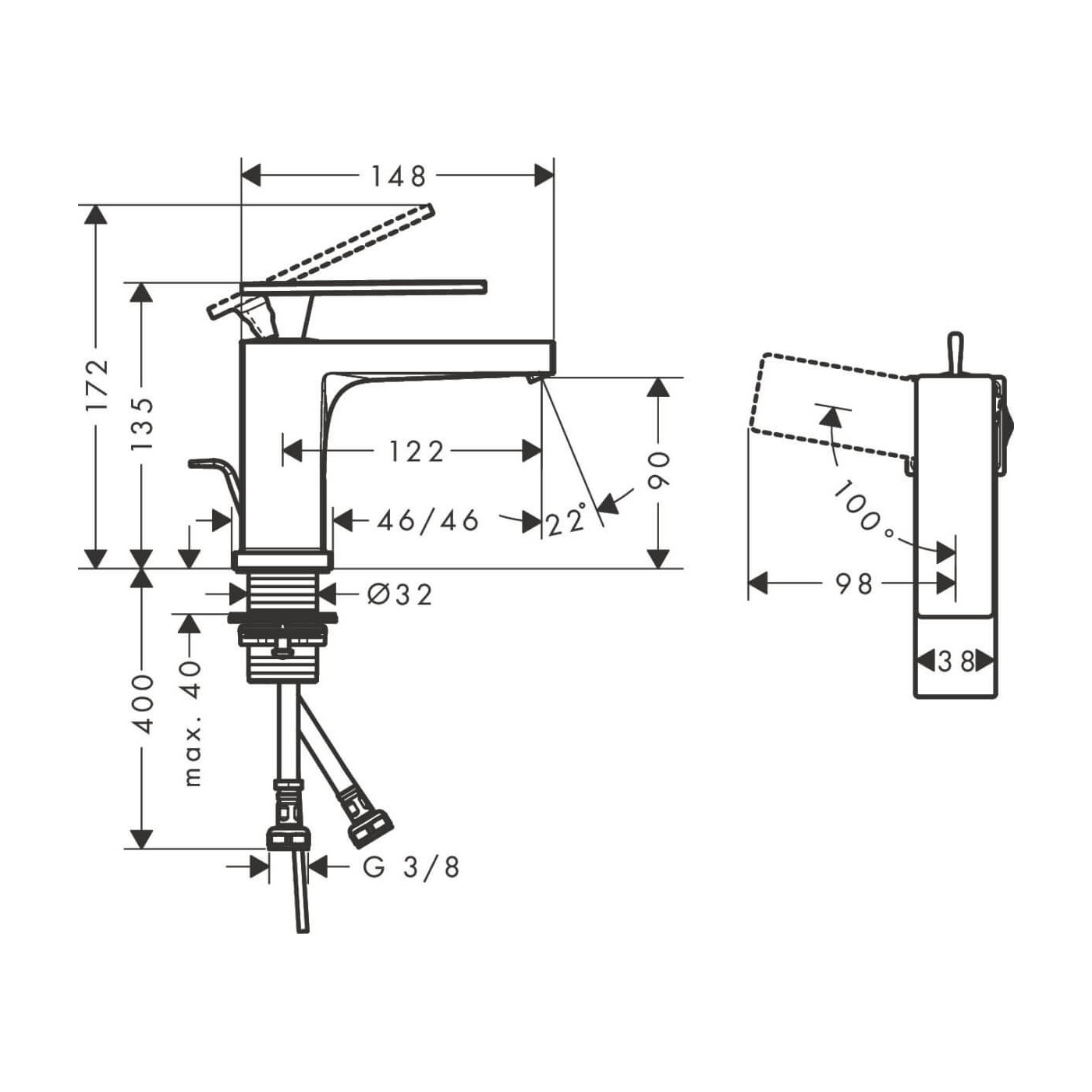 Bateria Umywalkowa Tecturis E Coolstart Brąz Szczotkowany 73002140 Hansgrohe