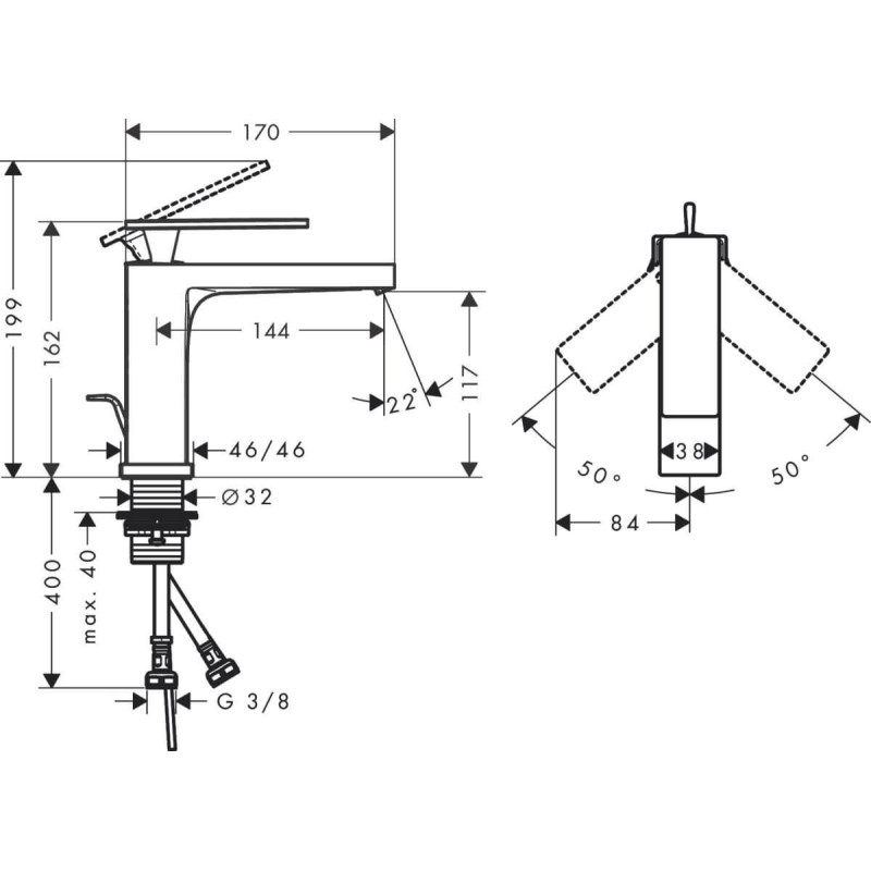 Bateria Umywalkowa Tecturis E Czarny Mat 73010670 Hansgrohe