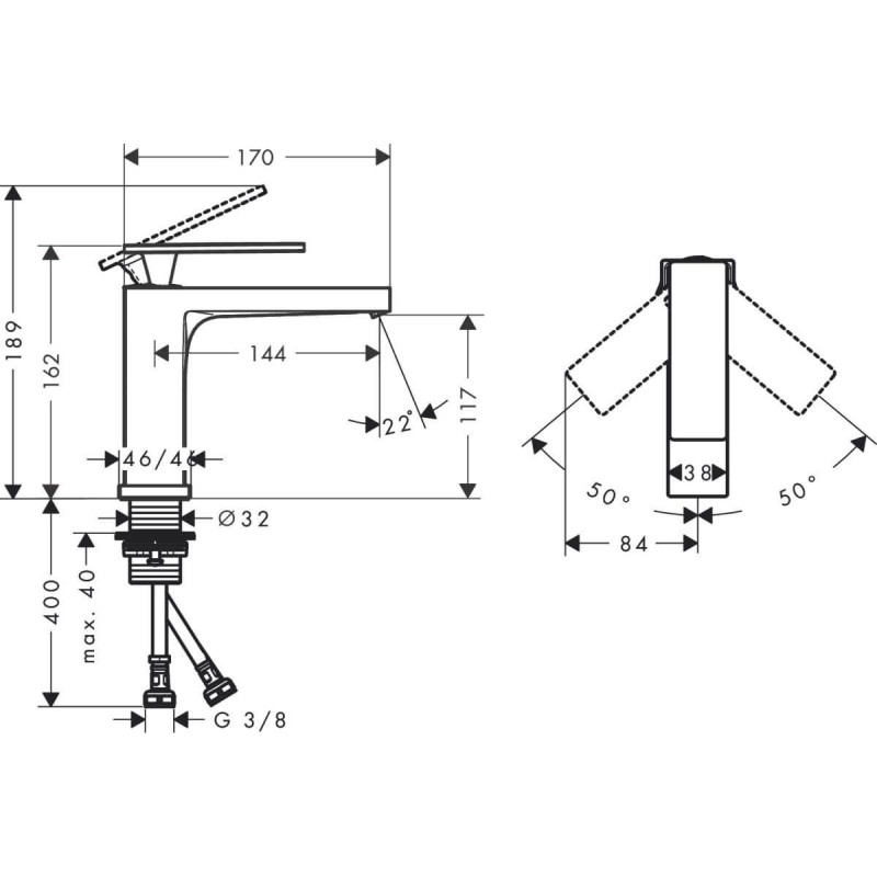 Bateria Umywalkowa Tecturis E Czarny Mat 73011670 Hansgrohe