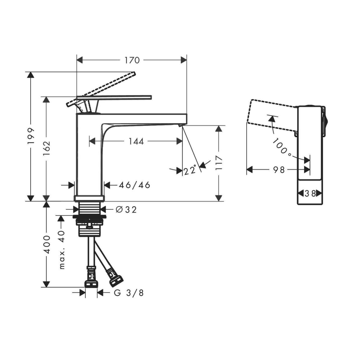 Bateria Umywalkowa Tecturis E Coolstart Brąz Szczotkowany 73012140 Hansgrohe
