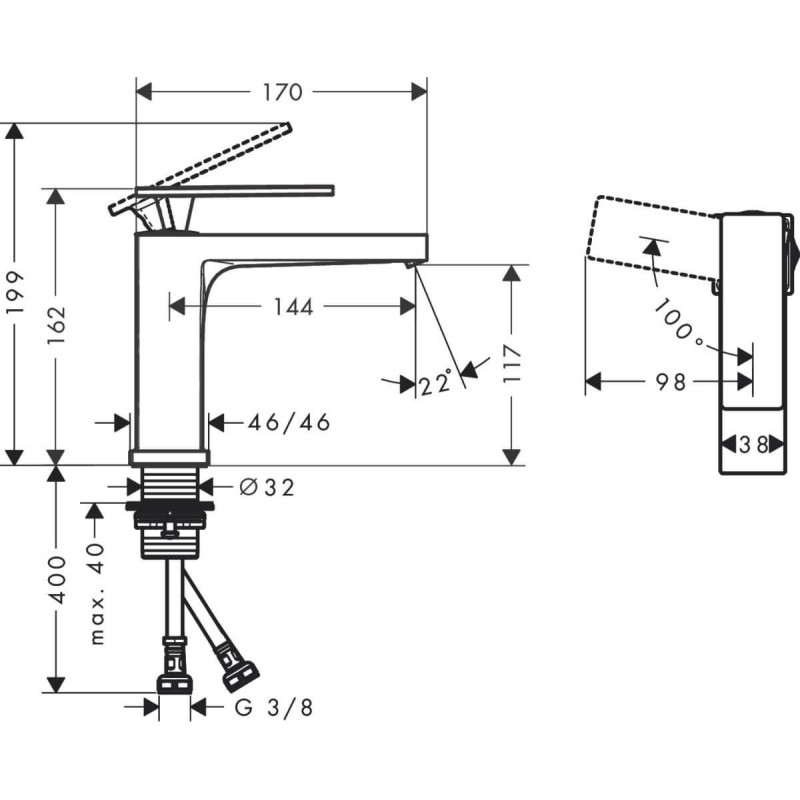 Bateria Umywalkowa Tecturis E Coolstart Czarny Mat 73012670 Hansgrohe