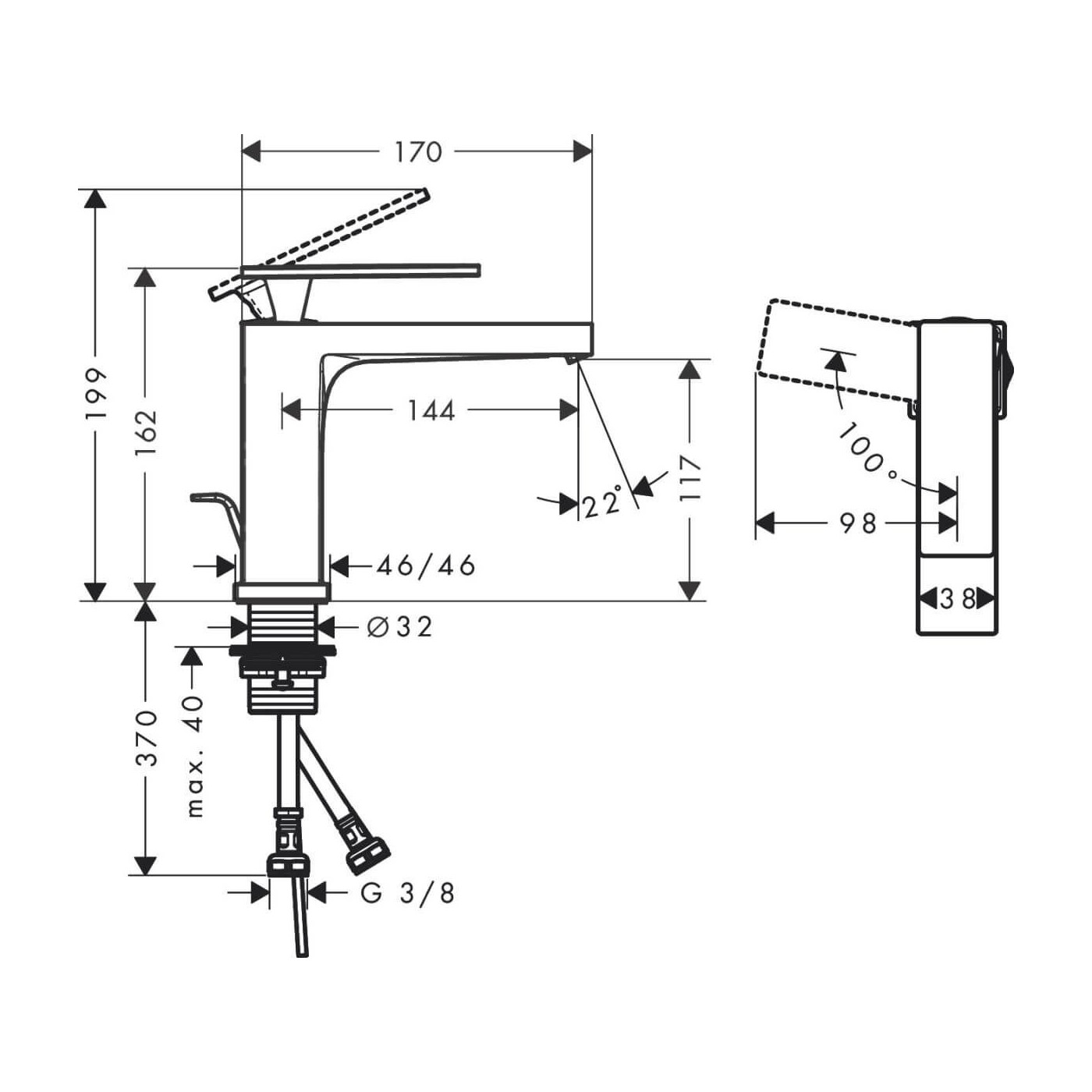 Bateria Umywalkowa Tecturis E Coolstart Czarny Mat 73014670 Hansgrohe