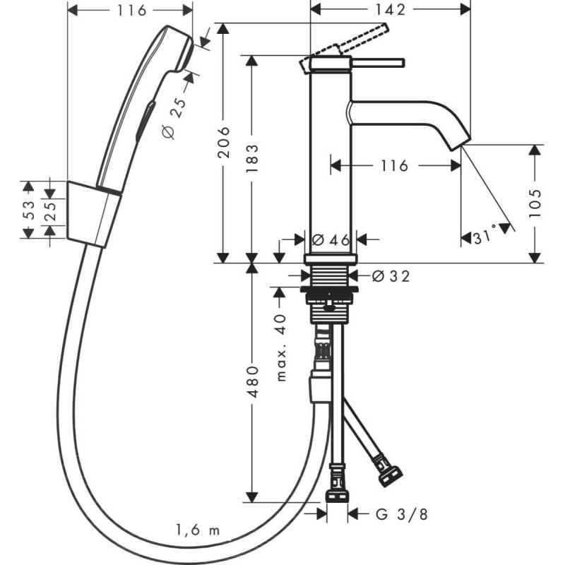 Bateria Umywalkowa Tecturis S Coolstart Brąz Szczotkowany 73301140 Hansgrohe