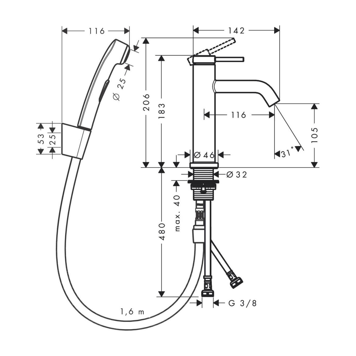 Bateria Umywalkowa Tecturis S Coolstart Biały Mat 73301700 Hansgrohe