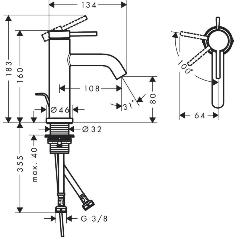 Bateria Umywalkowa Tecturis S Coolstart Brąz Szczotkowany 73302140 Hansgrohe