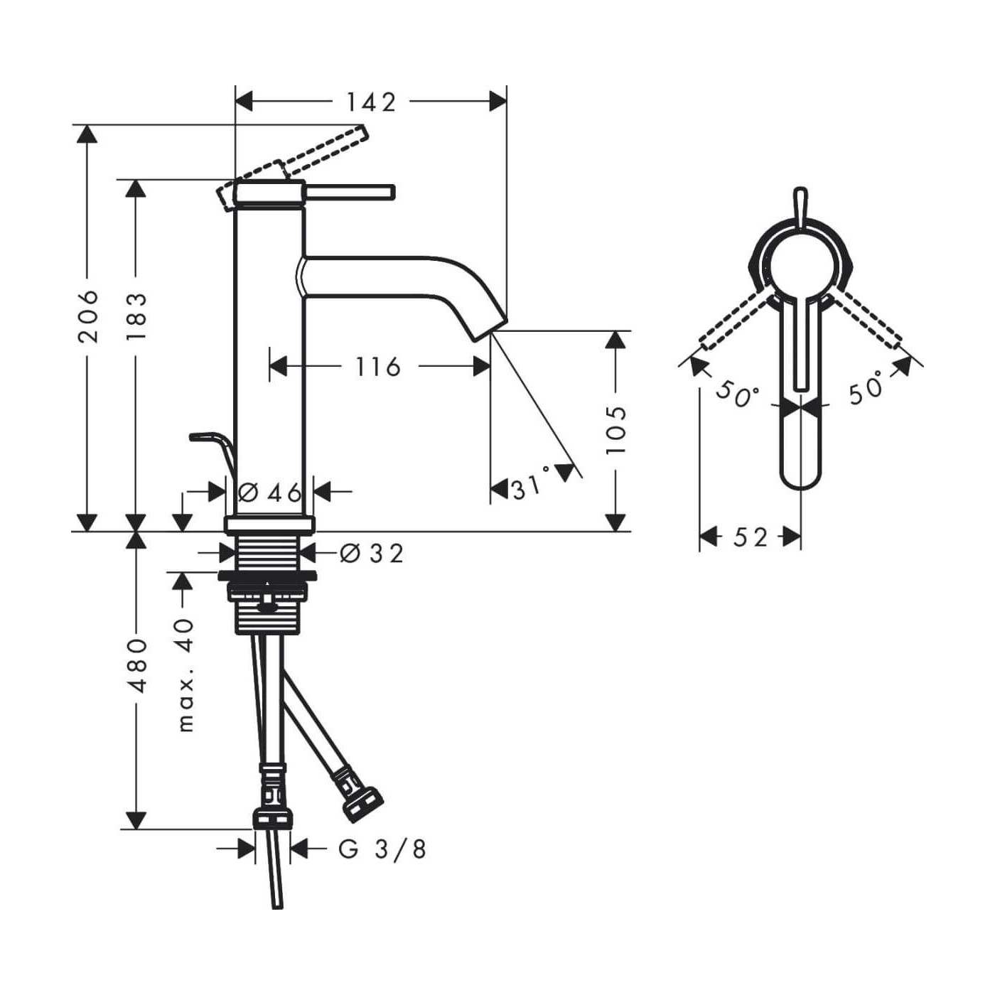 Bateria Umywalkowa Tecturis S Czarny Mat 73310670 Hansgrohe