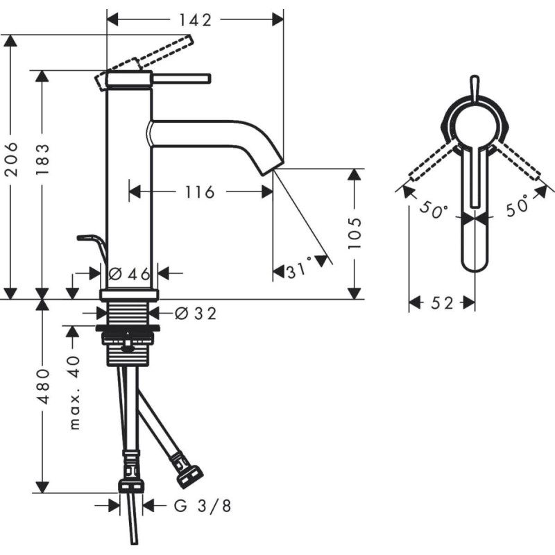 Bateria Umywalkowa Tecturis S Biały Mat 73310700 Hansgrohe