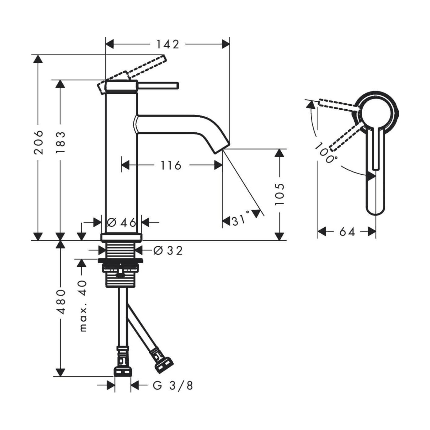 Bateria Umywalkowa Tecturis S Coolstart Chrom 73312000 Hansgrohe