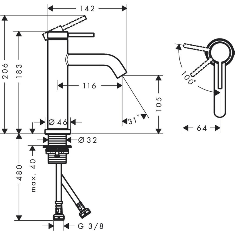 Bateria Umywalkowa Tecturis S Coolstart Czarny Mat 73312670 Hansgrohe