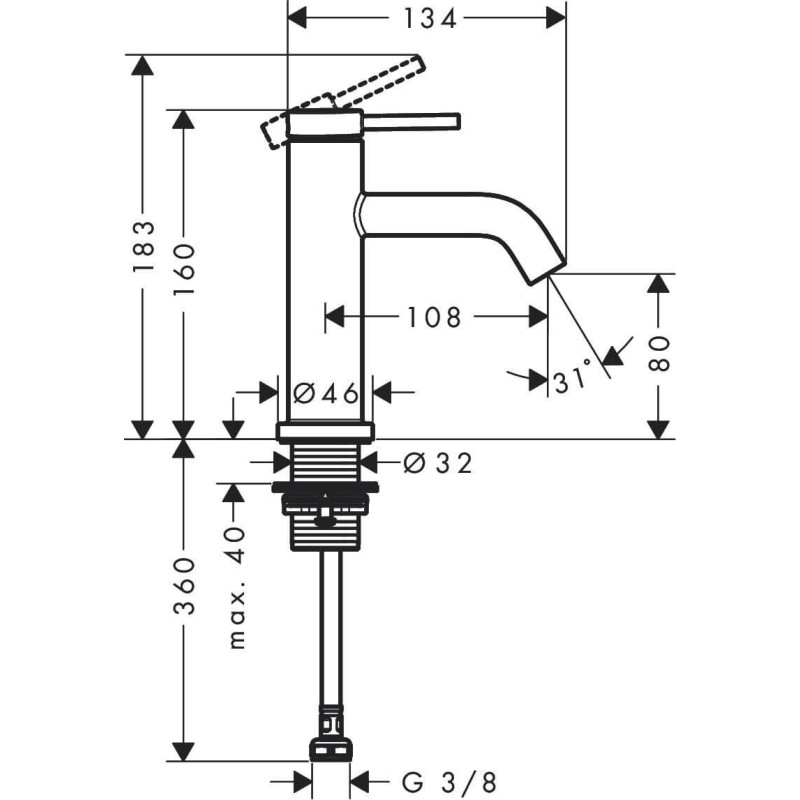 Bateria Umywalkowa Tecturis S Czarny Mat 73313670 Hansgrohe