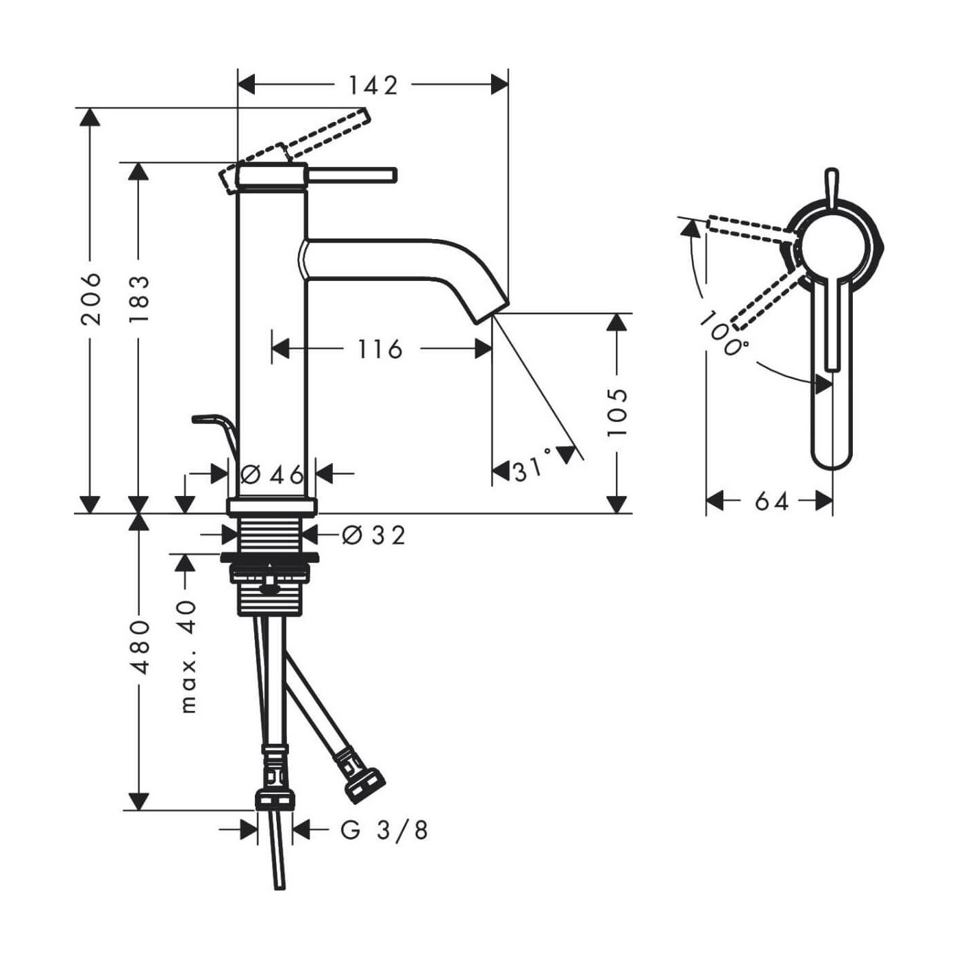 Bateria Umywalkowa Tecturis S Coolstart Chrom 73314000 Hansgrohe