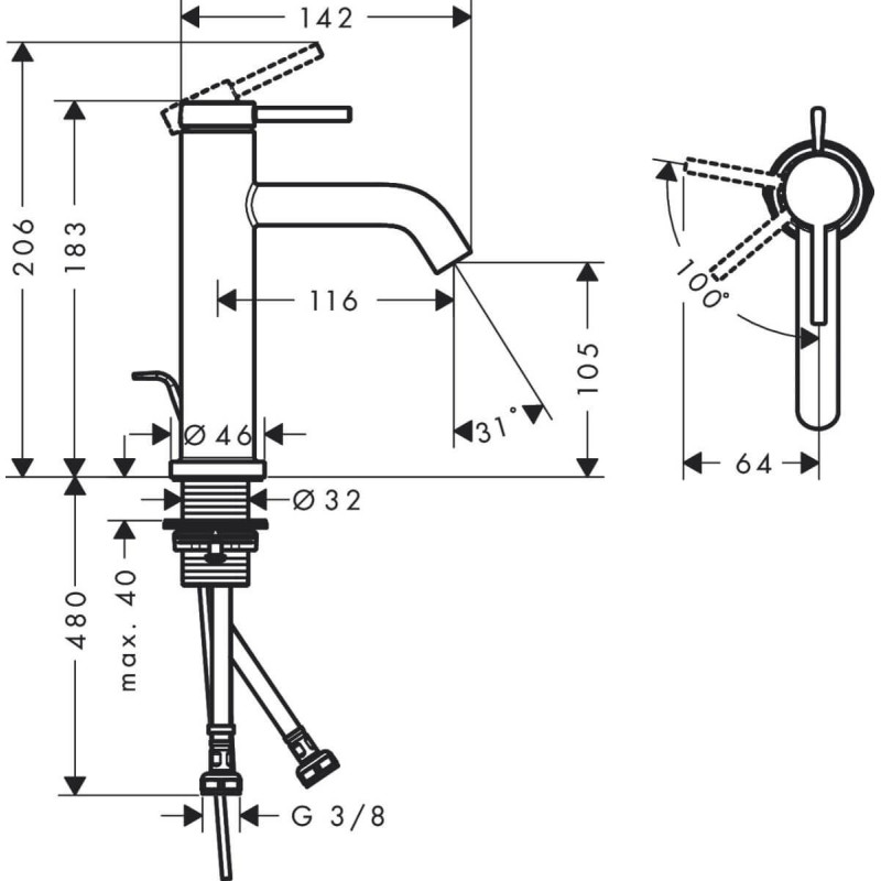 Bateria Umywalkowa Tecturis S Coolstart Biały Mat 73314700 Hansgrohe