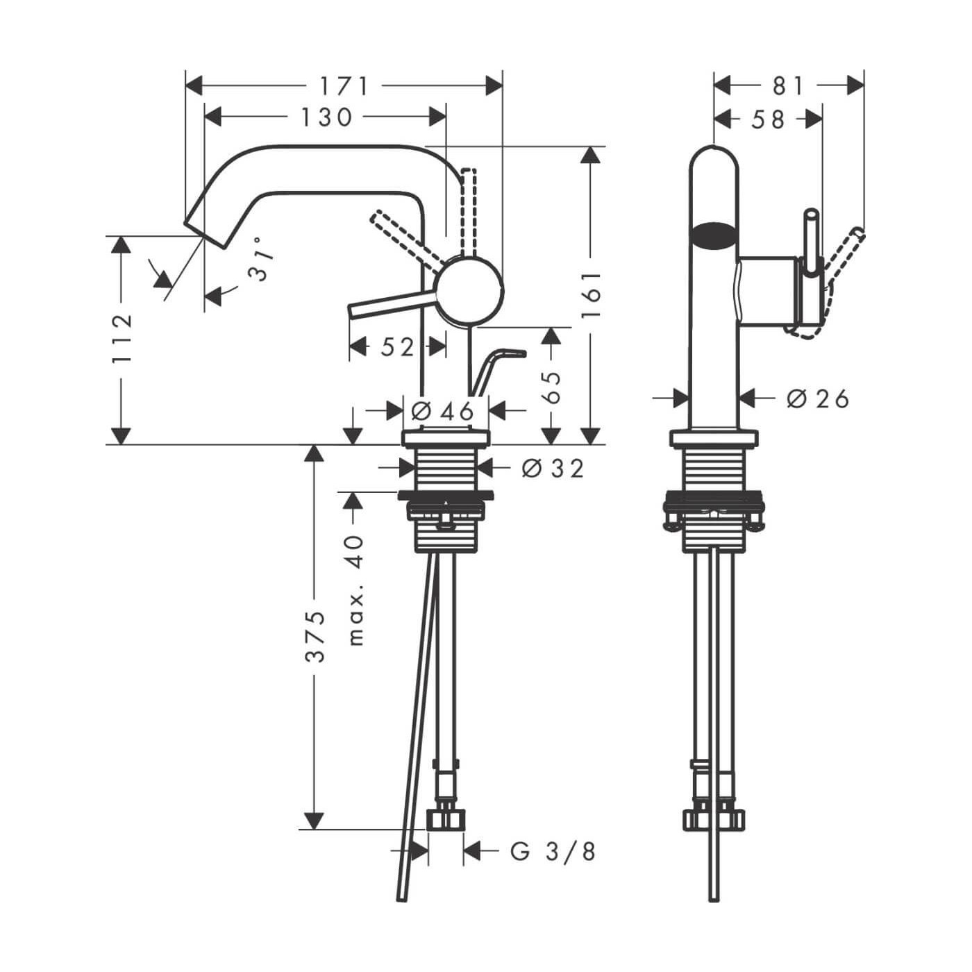 Bateria Umywalkowa Tecturis S Chrom 73323000 Hansgrohe