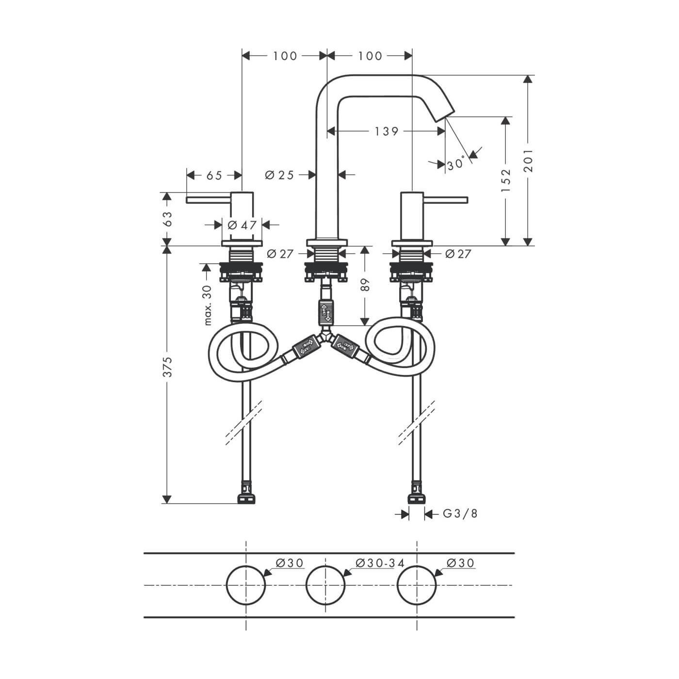 Bateria Umywalkowa Tecturis S Brąz Szczotkowany 73330140 Hansgrohe