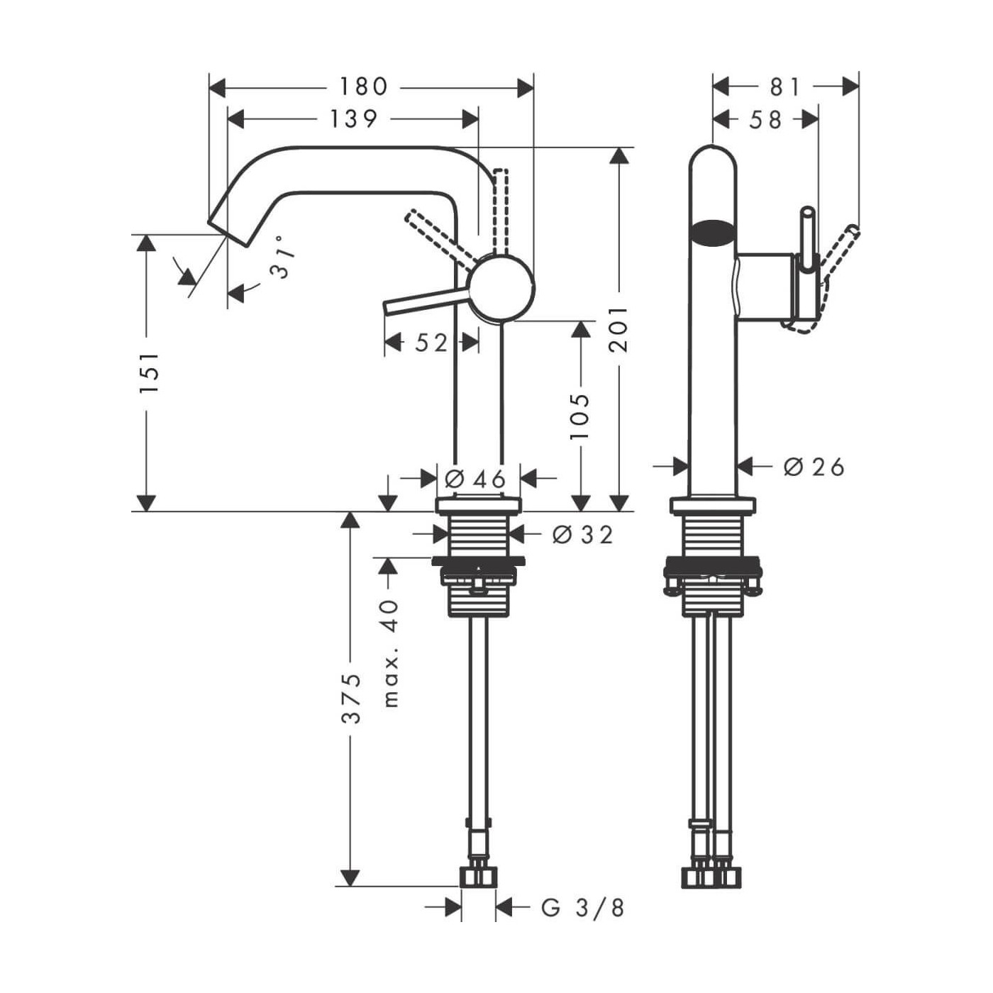 Bateria Umywalkowa Tecturis S Coolstart Czarny Mat 73340670 Hansgrohe