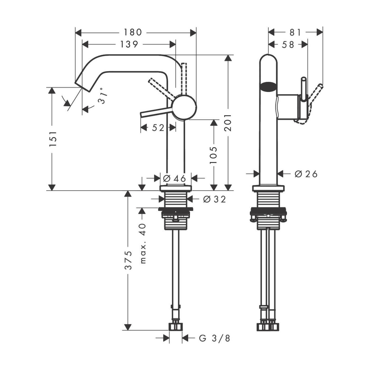 Bateria Umywalkowa Tecturis S Coolstart Biały Mat 73341700 Hansgrohe