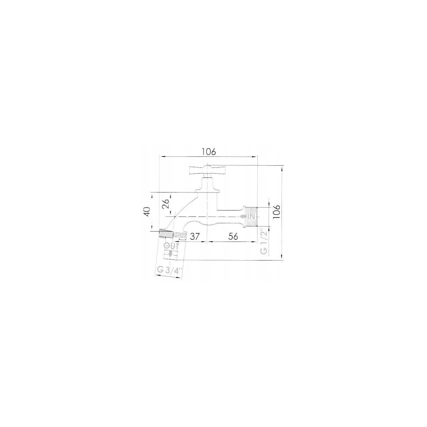 Kran Czerpalny Chrom 1/2 z Zaworem Grzybkowym Tycner