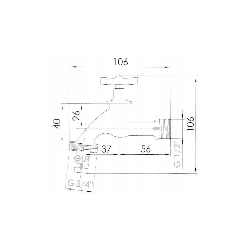 Kran Czerpalny Chrom 1/2 z Zaworem Grzybkowym Tycner