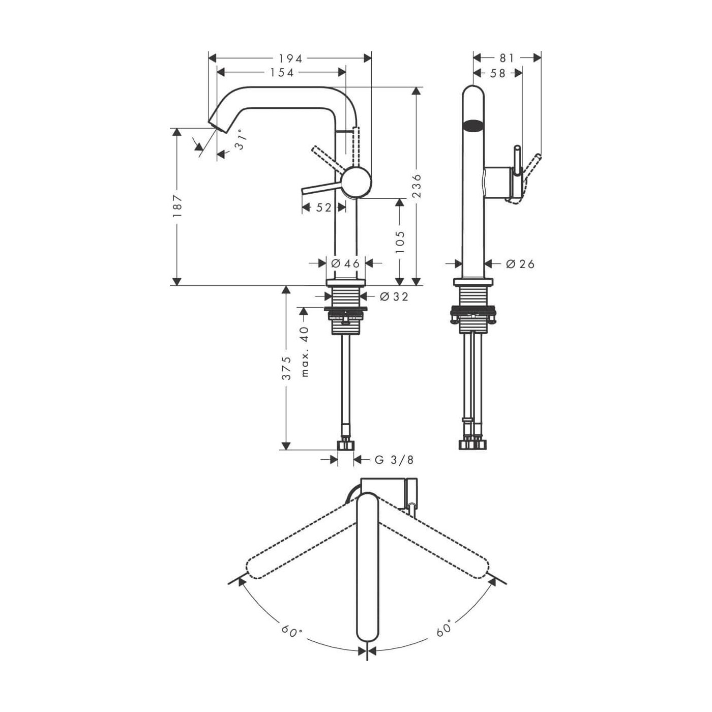 Bateria Umywalkowa Tecturis S Coolstart Biały Mat 73360700 Hansgrohe